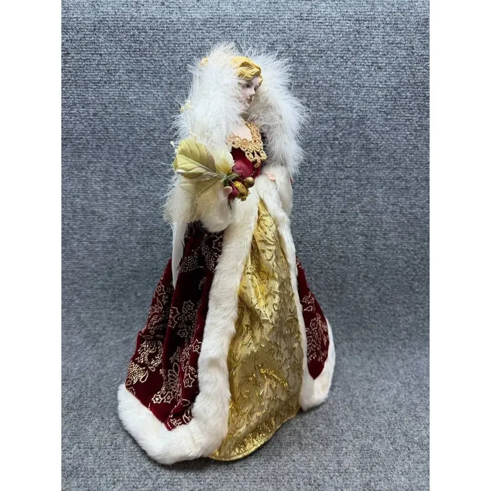 Kmart Christmas Angel Doll Burgundy Gold Dress Holiday Decor